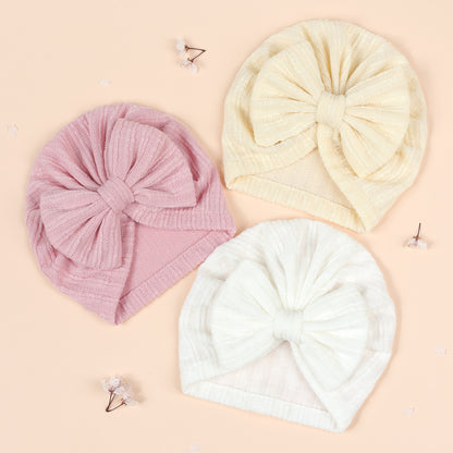 Children's Bow Hat Solid Color Breathable Vertical Kids' Headwear