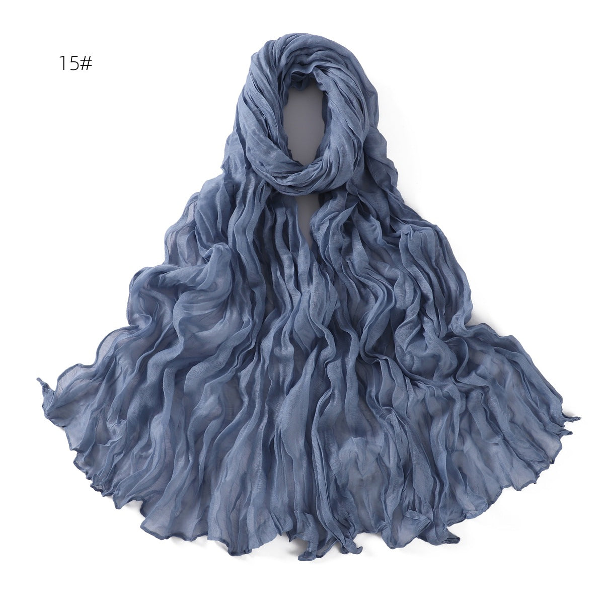 Women's Pure Color Voile Twist Wrinkle Cotton Linen Scarfs