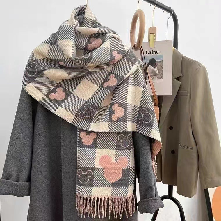 Love Plaid Artificial Cashmere Korean Style Scarfs