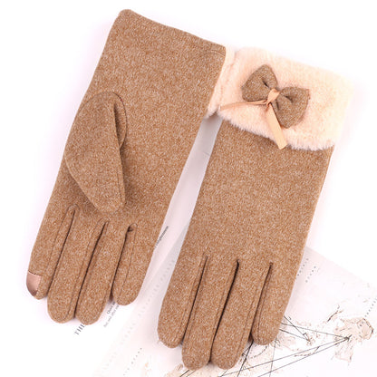 Women's Cycling Cute Bow Warm Cold Protection Gloves