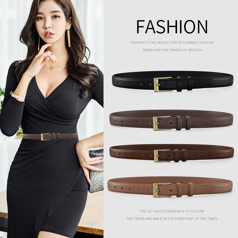 Women's Retro Pin Buckle Pure Cowhide Simple Belts