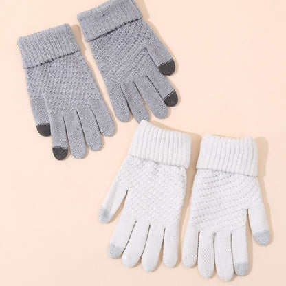 Women's Pattern Jacquard Fleece Lining Thickened Outdoor Cycling Warm Gloves