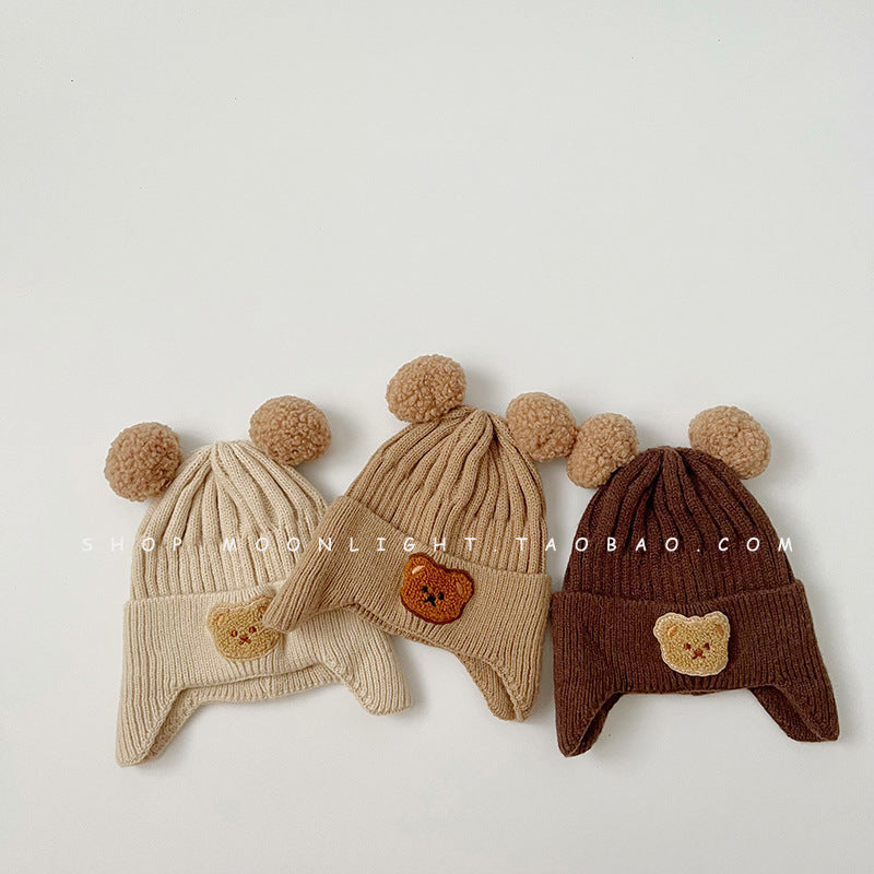 Boys Warm Thickened Knitted Windproof Earflaps Kids' Headwear