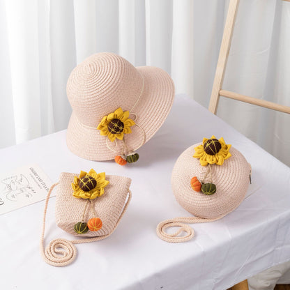 Women's & Children's Straw Hat Outdoor Leisure Travel Cute Flowers Kids' Headwear