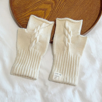 Women's Knitted Half Finger For Winter Keep Warm Pure Gloves