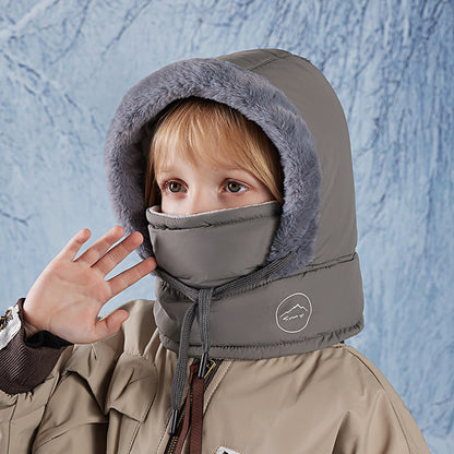 Children's Fleece-lined Neck Protection Mask Integrated Sleeve Boys Kids' Headwear