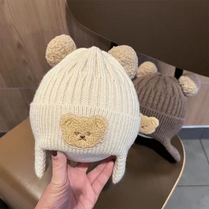 Winter Korean Bear Beret Woolen Knitted Kids' Headwear