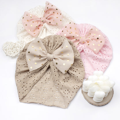 Bronzing Bow Sleeve Hollow Out Plain Kids' Headwear