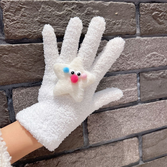 Eyes Cute Plush Female Cycling Warm Gloves