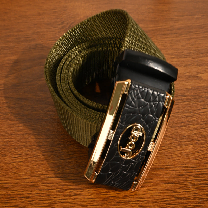 Men's Canvas Pin Buckle Fashion Green Toothless Belts