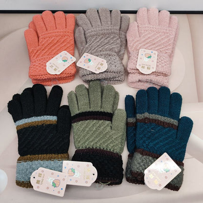 Women's & Men's Full Finger Half Thickened Korean Style Gloves