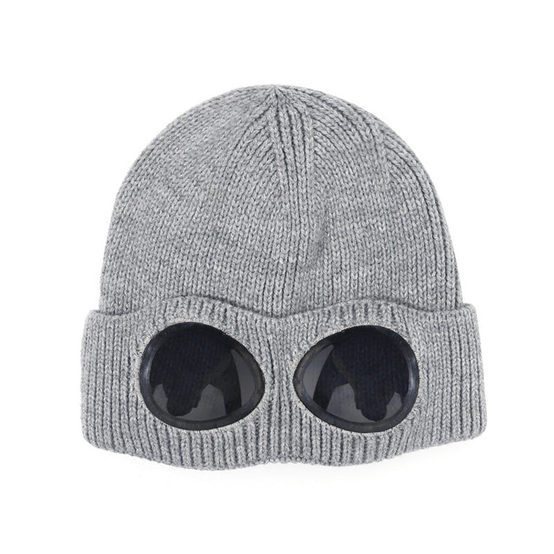 Women's & Men's Woolen Hat Pilot Glasses Plus Fluff Hats & Caps