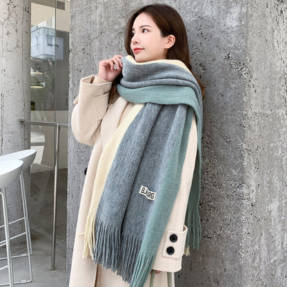 Winter Couple Patchwork Female Korean Style Scarfs