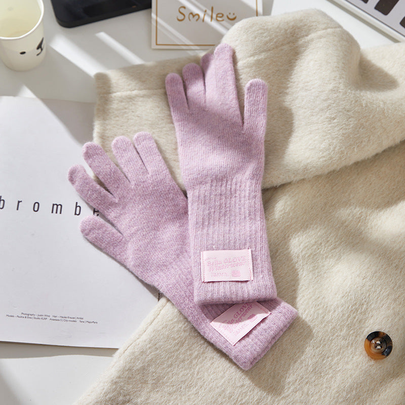 High Quality Macaron Color Soft Glutinous Wool Female Gloves