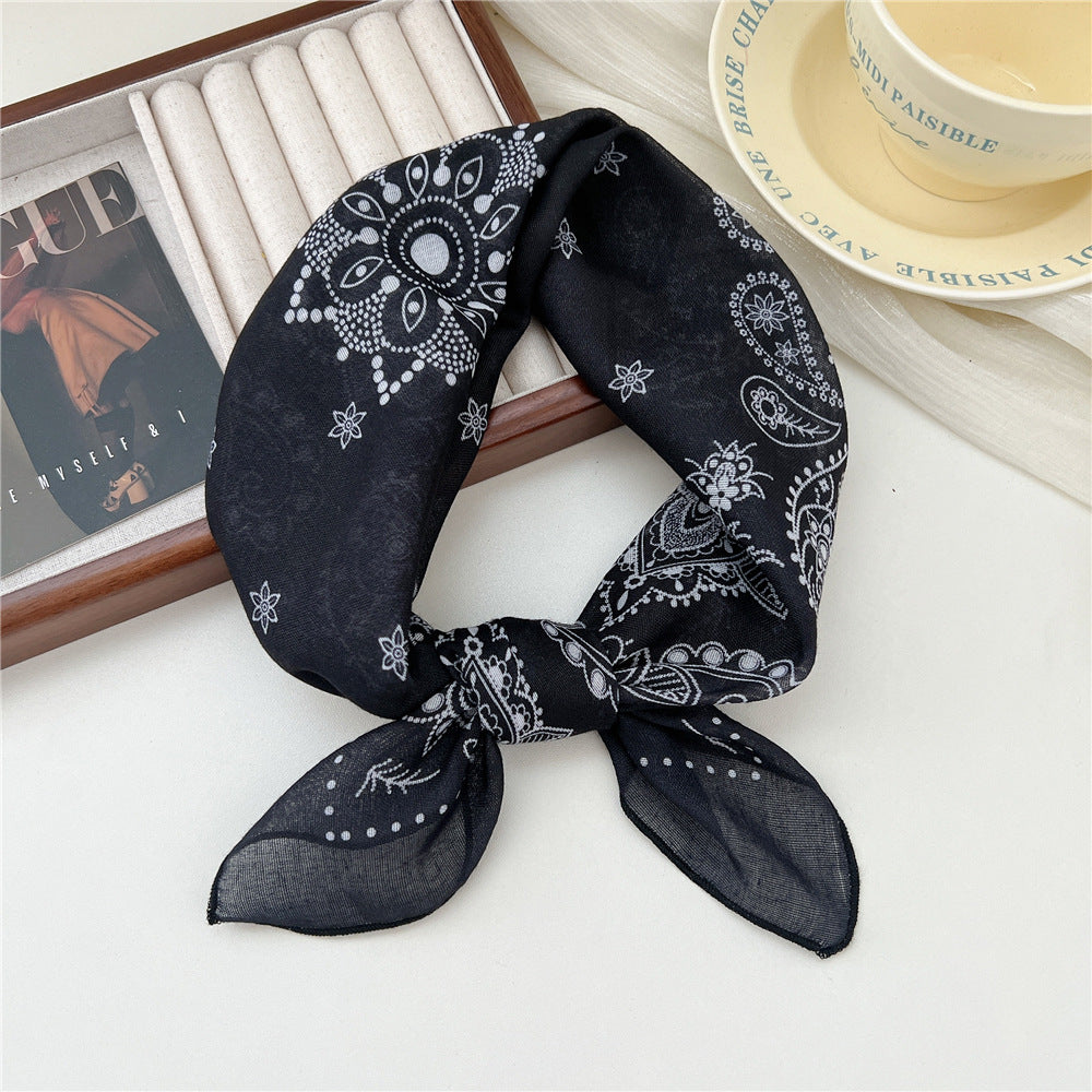 Small Square Towel Silk Female Autumn Summer Bandana Headband Scarfs