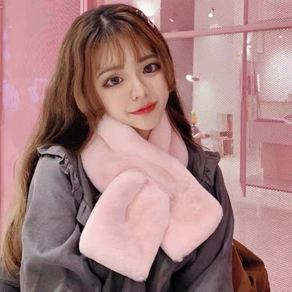 Women's Winter Rabbit Fur Thickened Fleece Korean Style Imitation Scarfs