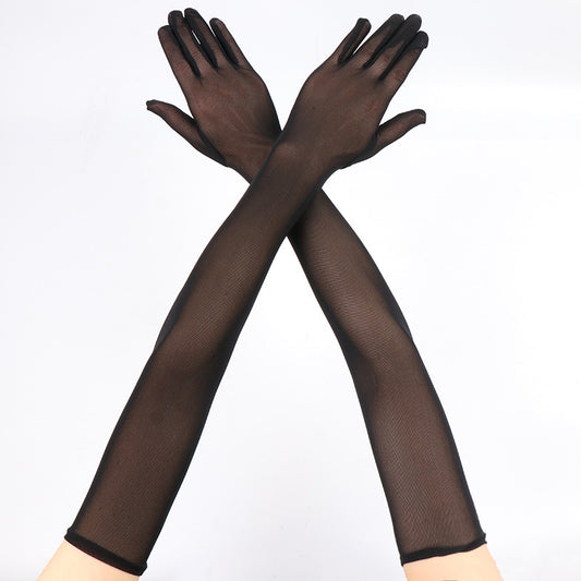 Gauze Lace Female Black Silk Sexy Gloves