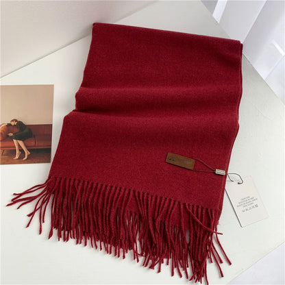 Women's Korean Style Fashion Labeling Solid Color Scarfs