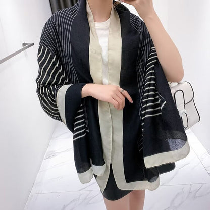 Broadcast Korean Style Printed Cotton Linen Classic Scarfs