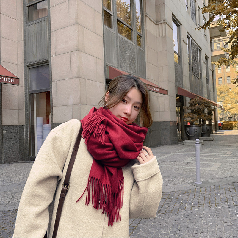 Women's & Men's Solid Color Korean Style Shawl Warm High Scarfs