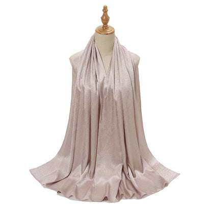 Women's Malaysian Satin Silky Shawl Pleated Solid Scarfs