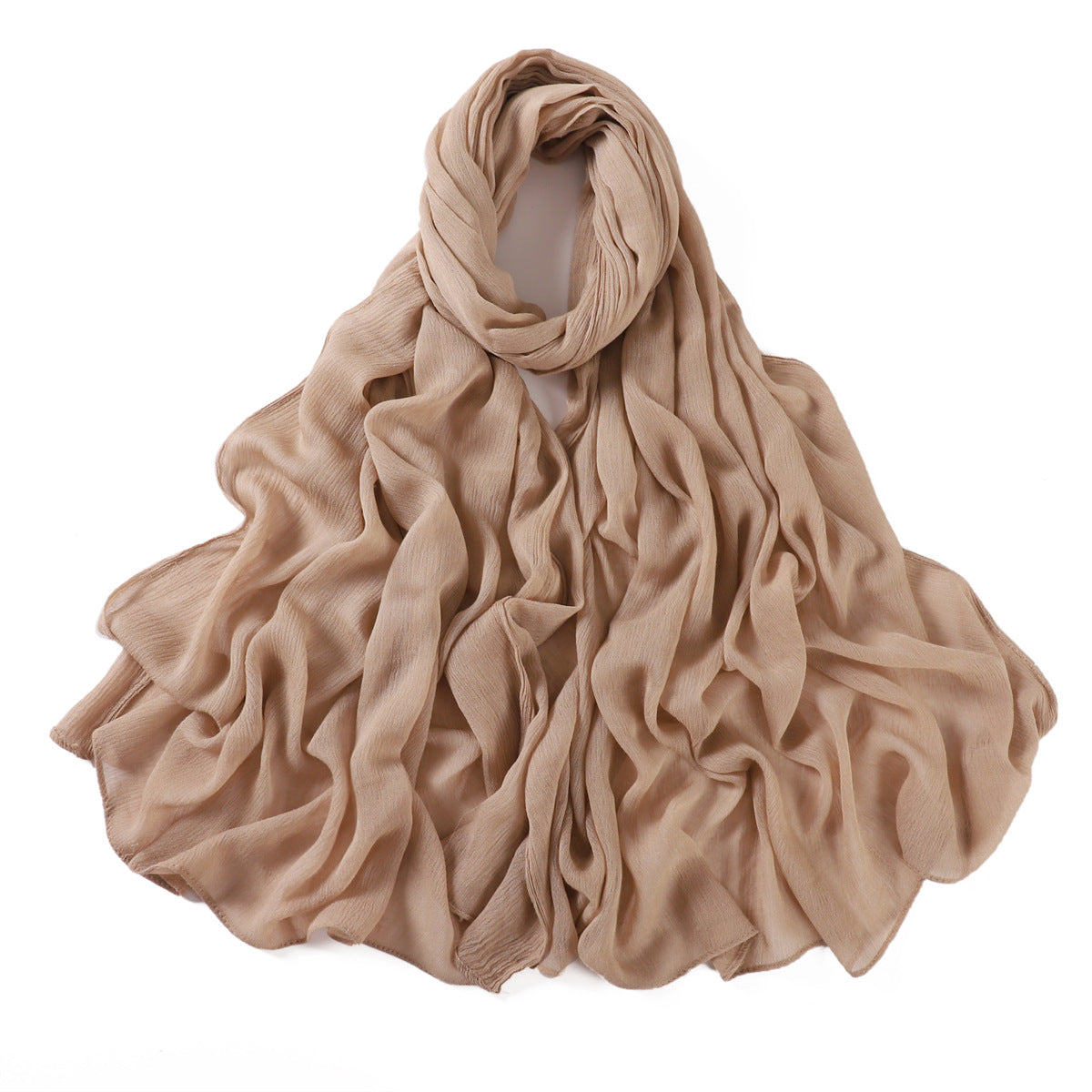 Solid Color Curling Pleated Rayon Fine Scarfs