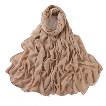 Solid Color Curling Pleated Rayon Fine Scarfs