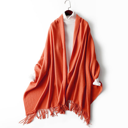 Women's Korean Solid Color Long Thickened Wool Scarfs