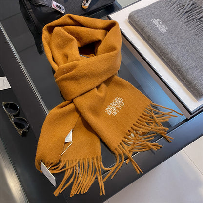 Women's & Men's Double-sided Solid Color Matching Tassel Threading Scarfs