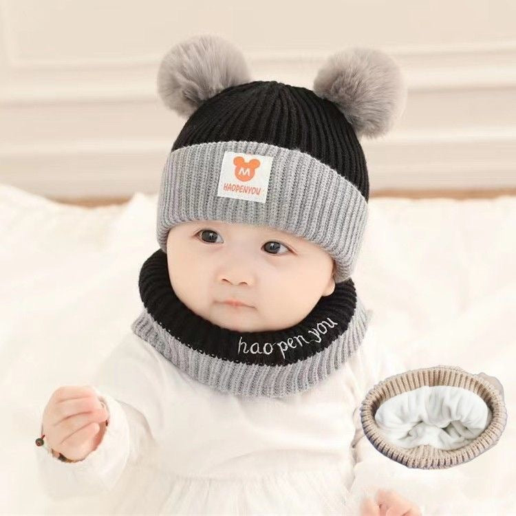 Winter Korean Style Boys Plush Bonnet Knitted Kids' Headwear