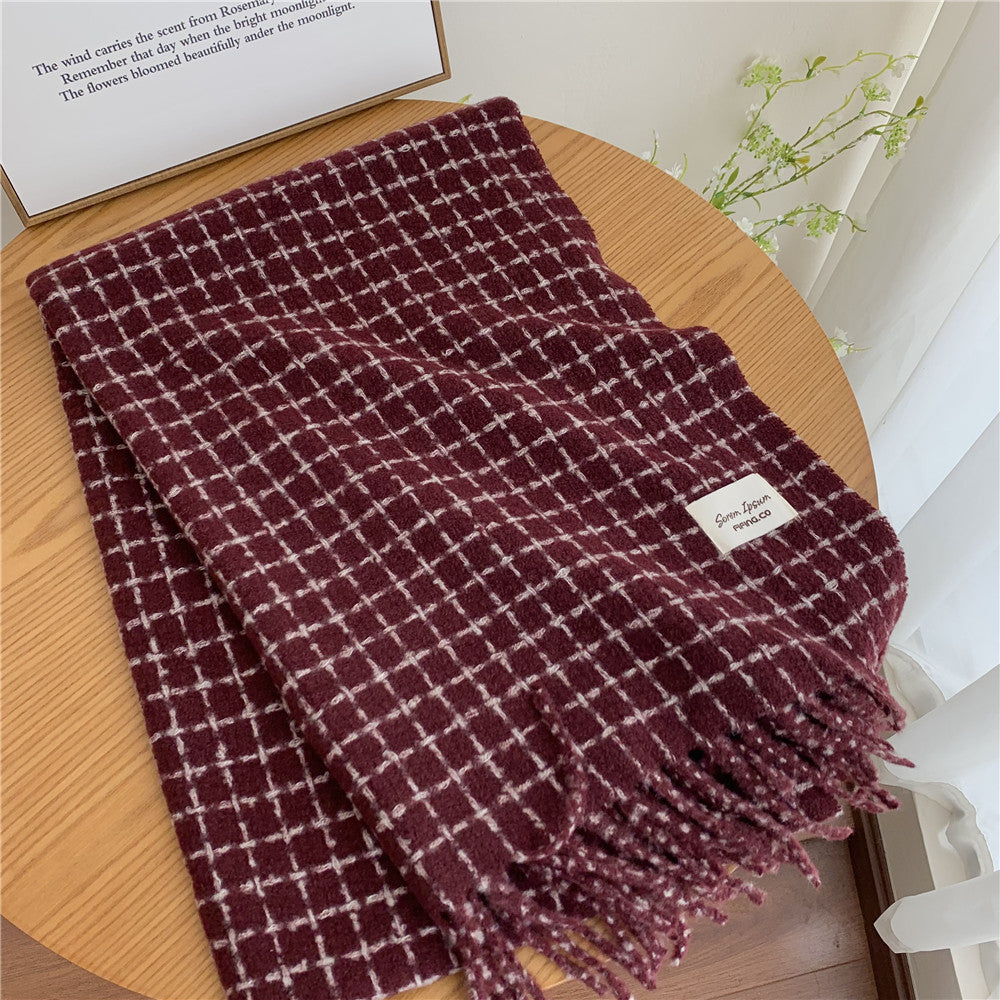 Women's & Men's Winter Atmosphere Korean Style Plaid Tassel Couple Warm Scarfs