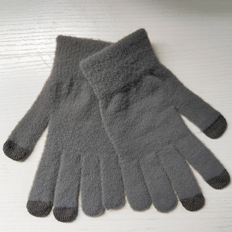 Imitation Mink Outdoor Riding Full Finger Simple Gloves