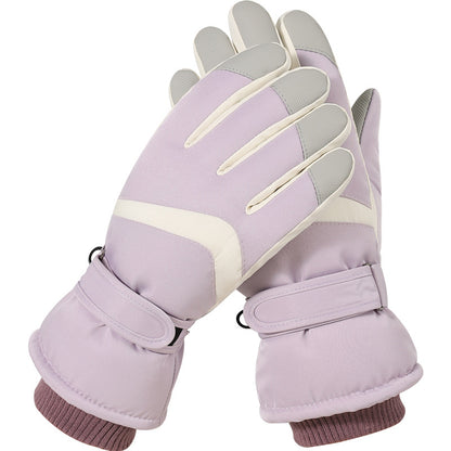 Women's & Men's Ski Warm Veet Padded Thickened Waterproof Touch Screen Outdoor Gloves