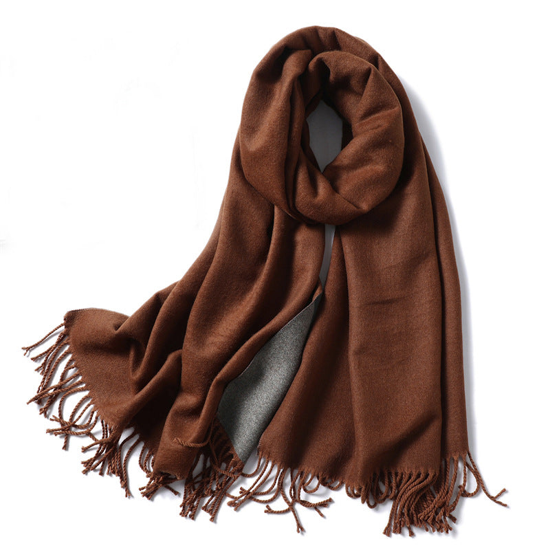 Women's & Men's Cashmere Winter Thickened Warm Double-sided Two-color Scarfs