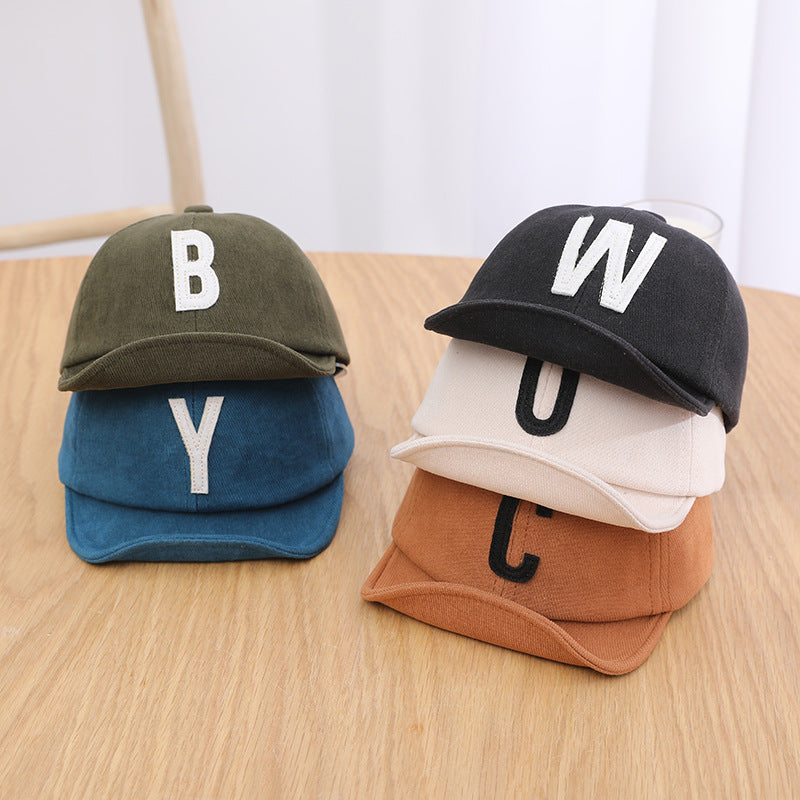 Children's Solid Color Letter Label Soft Brim Peaked Hip Hop Kids' Headwear