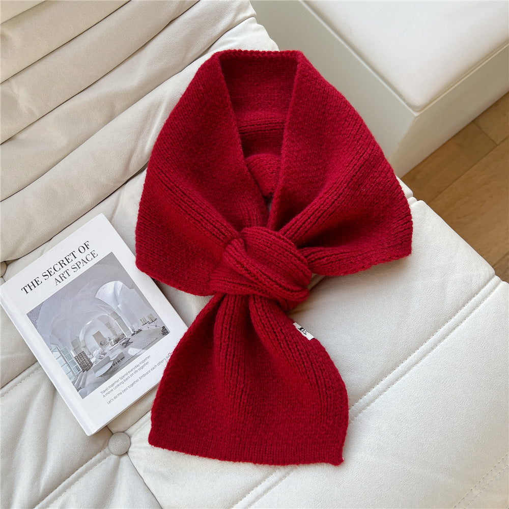 Women's Solid Color Knitted Wool Korean Neck Protection Lazy Perforated Scarfs