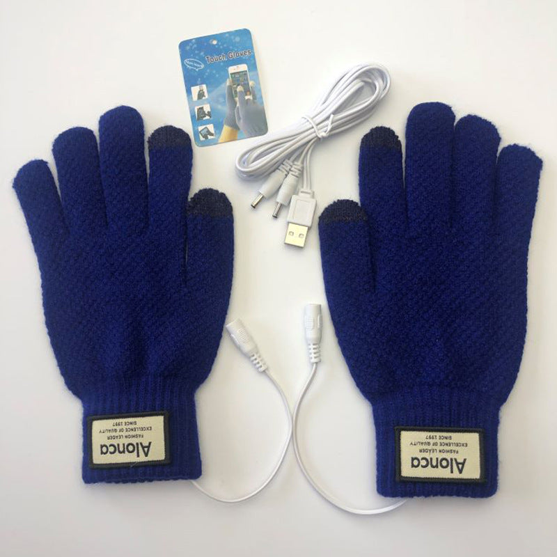 Men's Electric Heating Hand Warming Woven Gloves