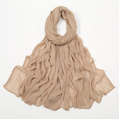 Rayon Headscarf Solid Color Elegant Crumpled Scarfs