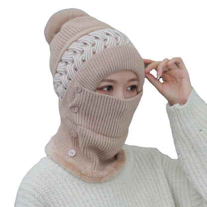 Women's Woolen Korean Style Cute Knitted Hat Cold Protection Earflaps Hats & Caps