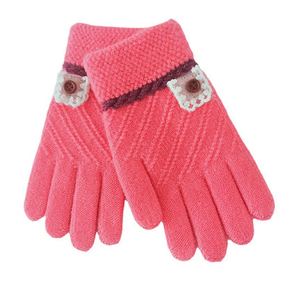 Women's & Children's Winter Jacquard Finger Outdoor Knitted Warm Gloves