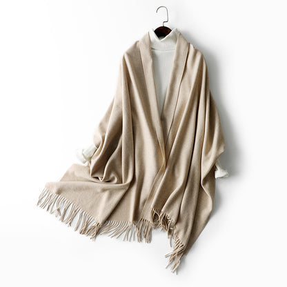 Women's Korean Solid Color Long Thickened Wool Scarfs