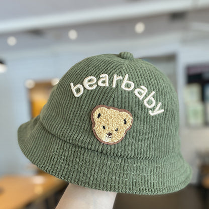 Style Hat Corduroy Cute Bear Bucket Kids' Headwear