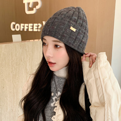 Women's Korean Hat Fashion Color Knitted Woolen Winter Hats & Caps