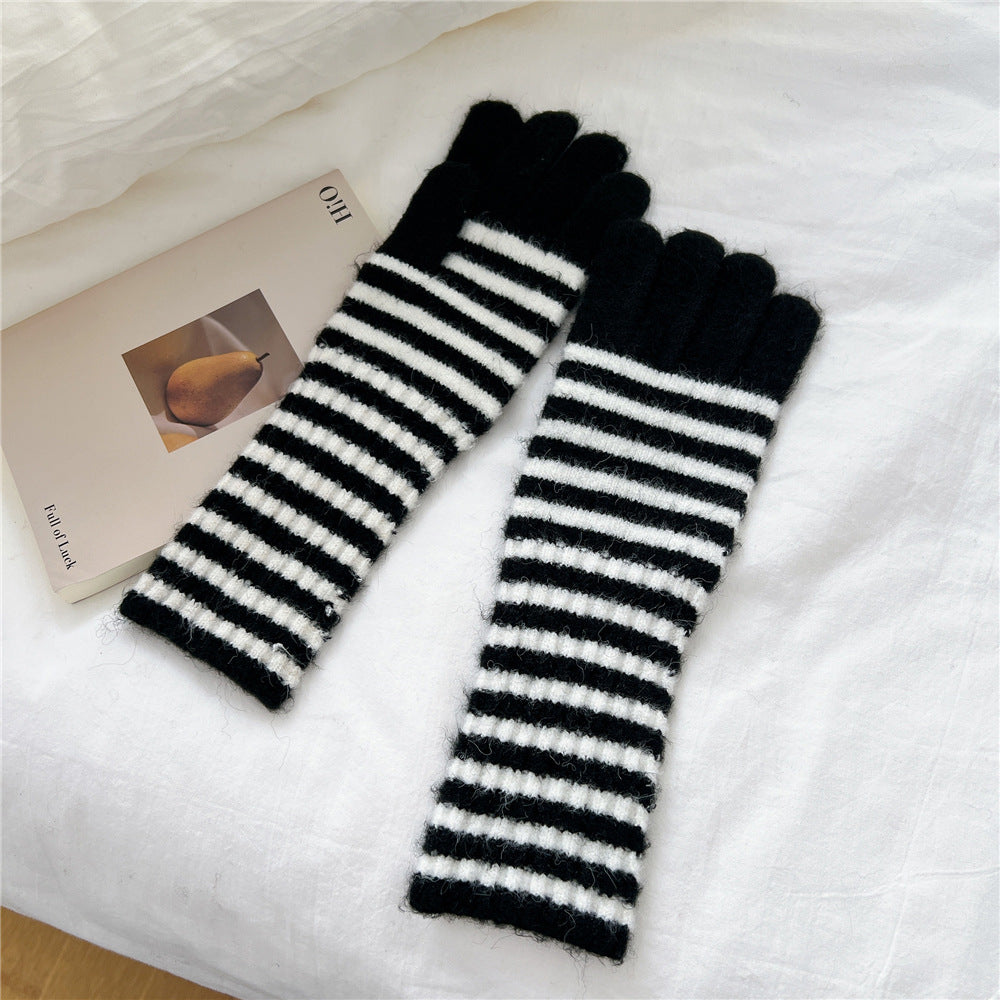 Women's Striped Knitted Korean Thickened Long Warm Scarfs