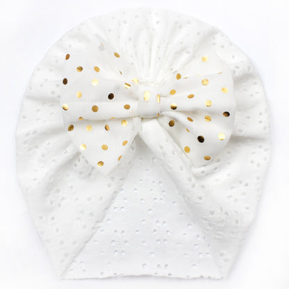 Bronzing Bow Sleeve Hollow Out Plain Kids' Headwear