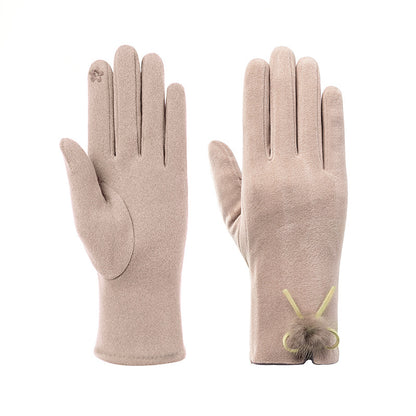 Women's Outdoor Cute Fleece-lined Plush Touch Screen Gloves