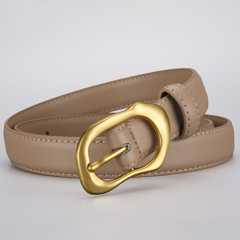 Women's Summer Pin Buckle Genuine Leather Thin Belts