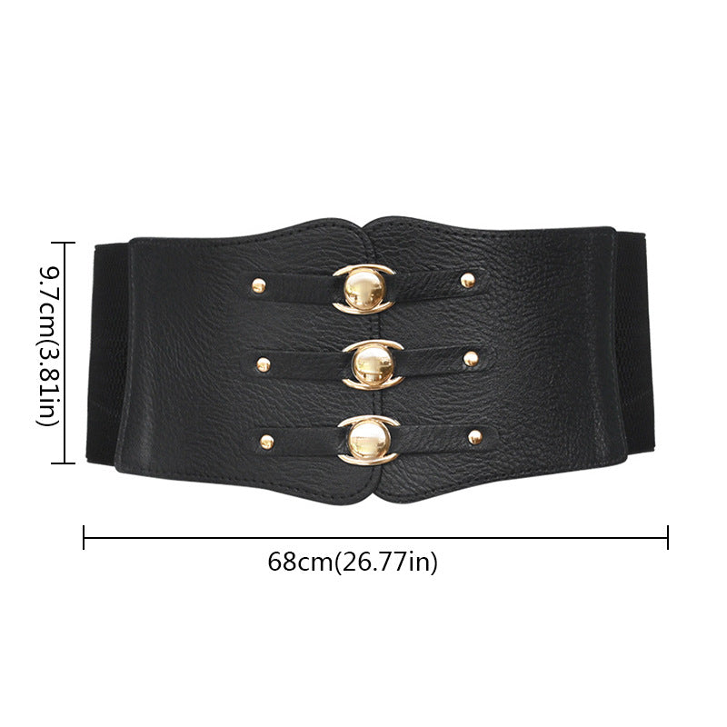 Women's Elastic Waist Seal Decoration Dress Shirt Belts