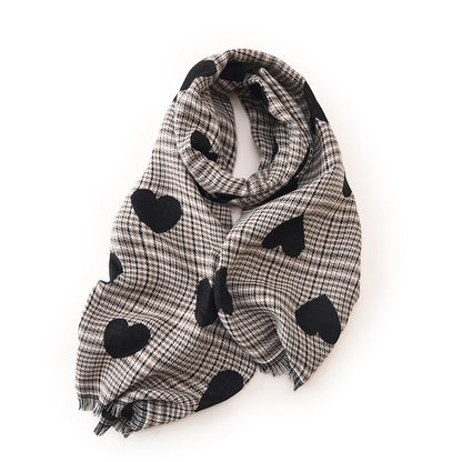 Women's High-grade Heart Printing Mid-length Warm Winter Scarfs