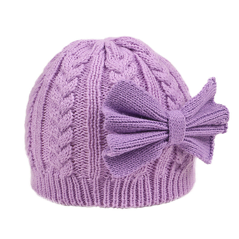 Children's Sweet Bowknot Hat Winter Warm Kids' Headwear